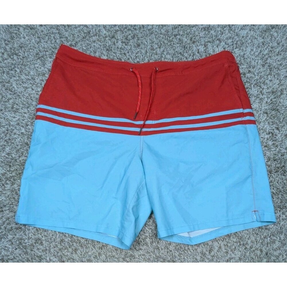 Fair Harbor Swim Trunks Mens 3XL XXXL Blue Rwd Lined Stretch Drawstrings Pockets